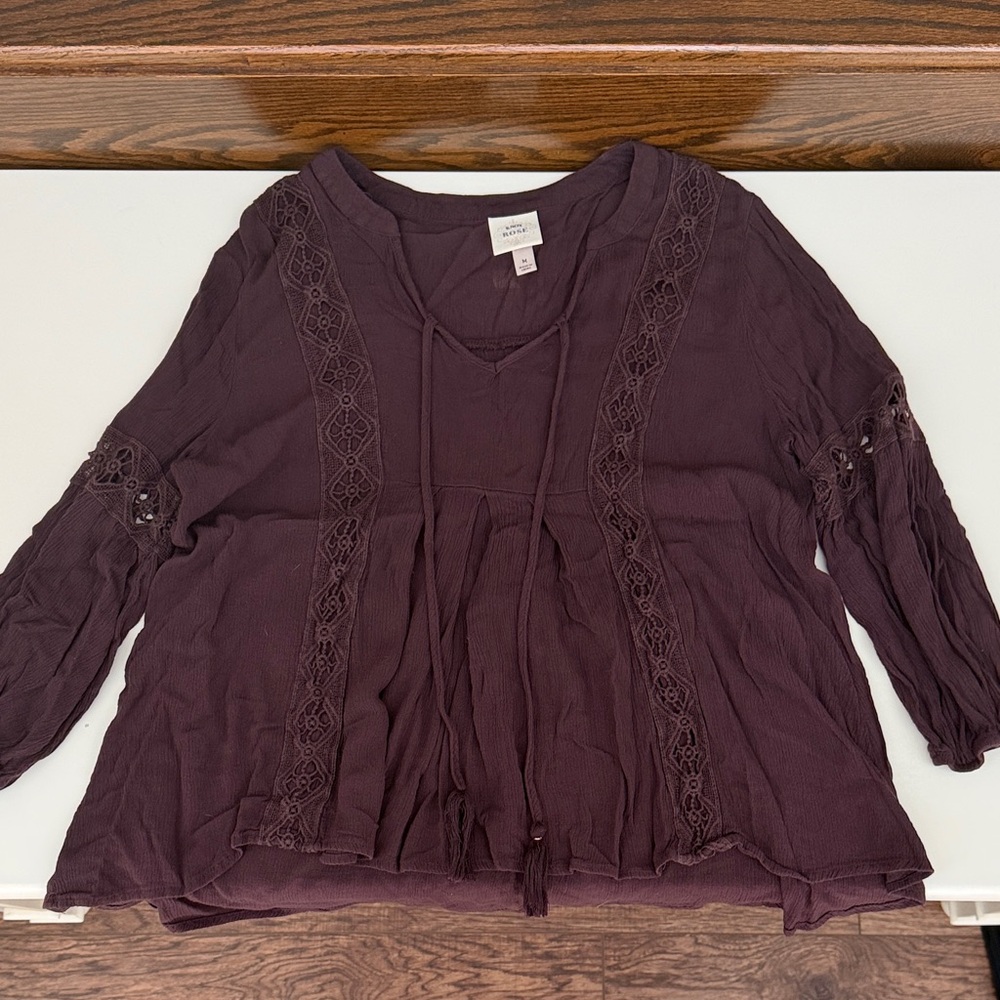 Knox Rose Deep Purple Lace Blouse